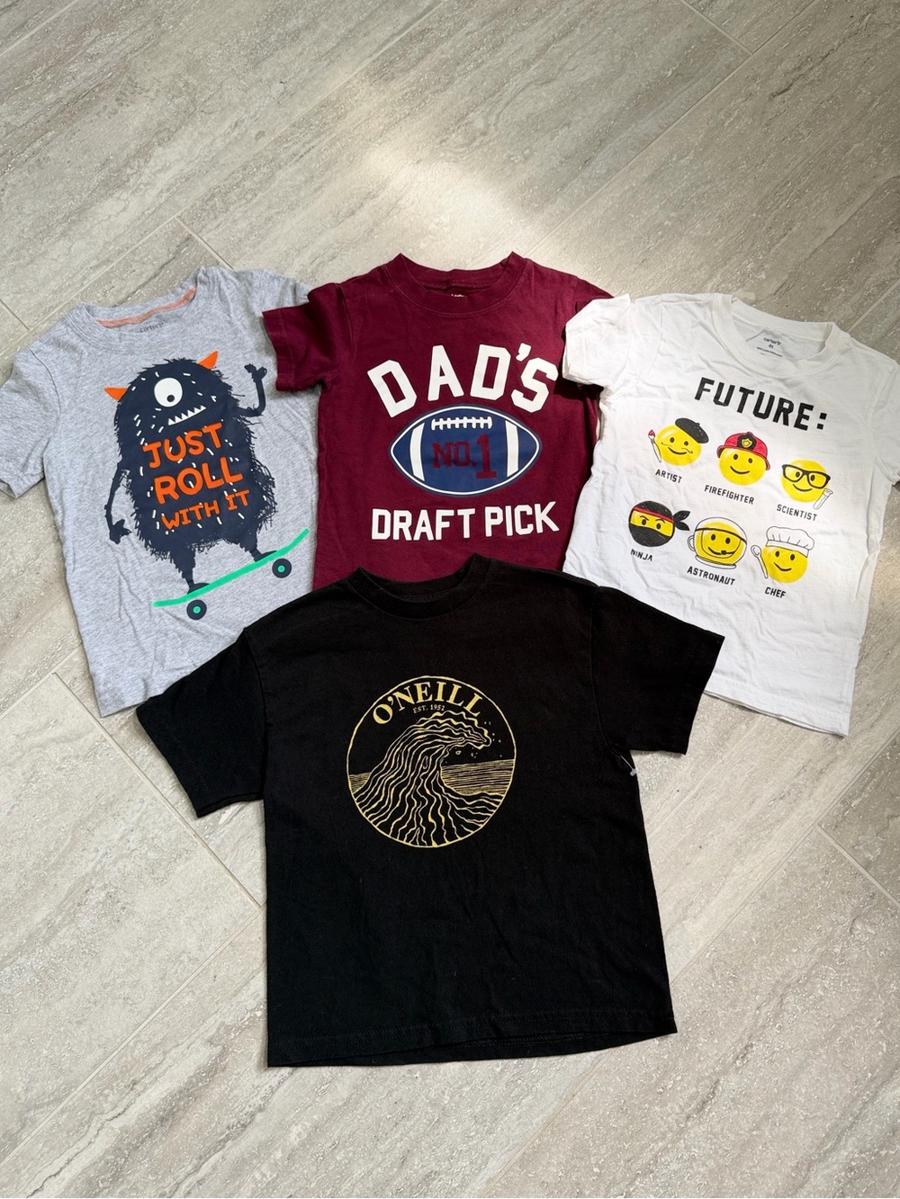 Toddler Boys 4T Graphic Tees Lot of 4 O’Neill Carter’s Football Monster Surf